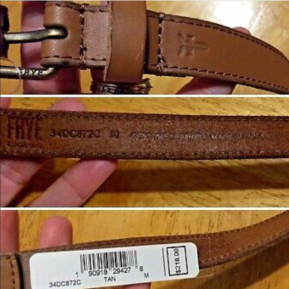 New $218 FRYE Tan Leather Braid BELT Remove BAG XL - Picture 12 of 13